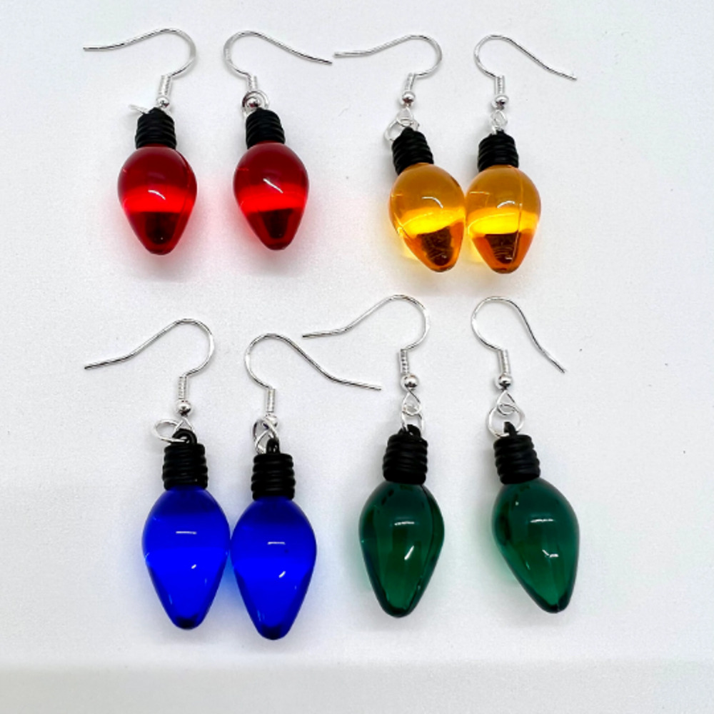 Christmas Light Bulb Earrings - Holiday Earrings - Light Earrings